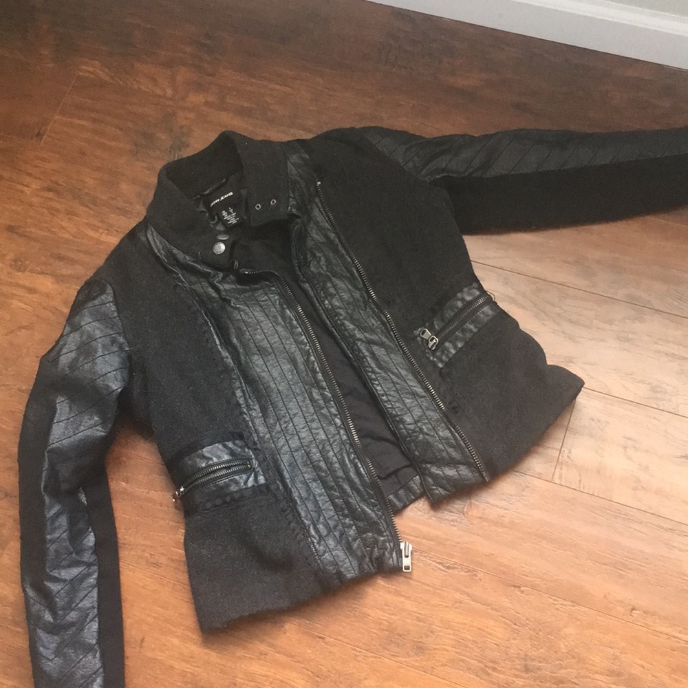 Wool and faux leather jacket
